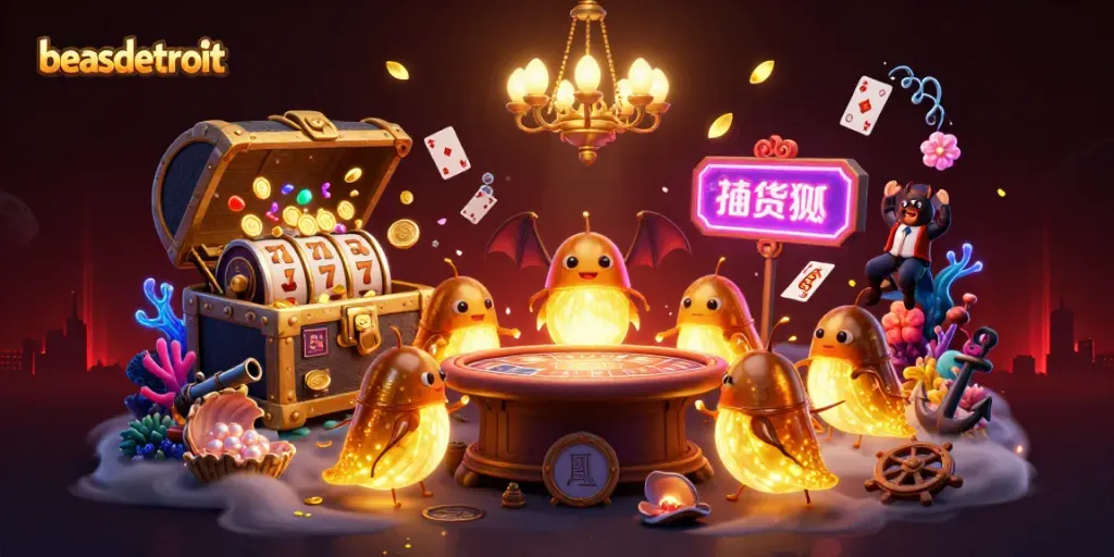 Engage with beasdetroit in a vibrant 3D casino scene illuminated by glowworms.